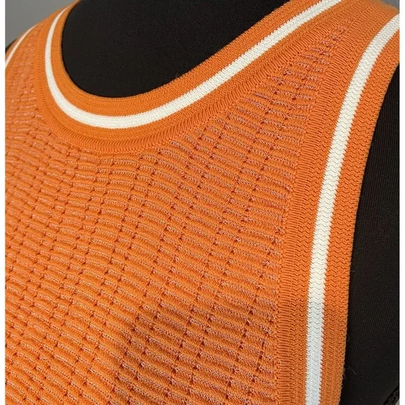 PQ Swim Paloma Logan Dress Sporty‎ Knit Mini Dress Orange Ribbed Cover Up Med/Lg